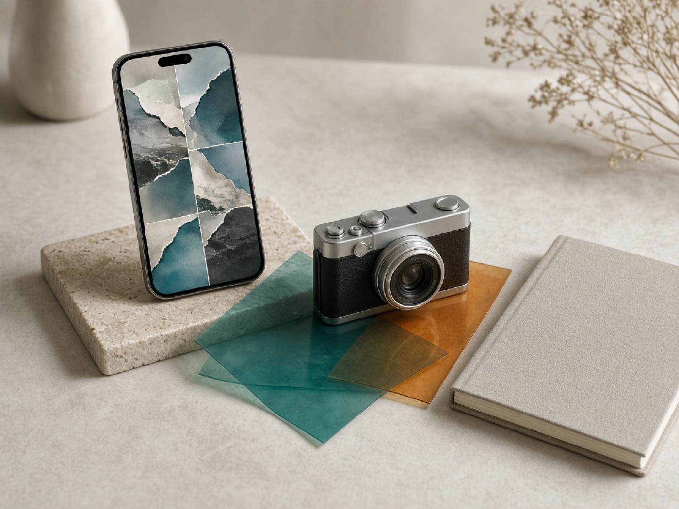 Creative tools arranged for a social campaign.